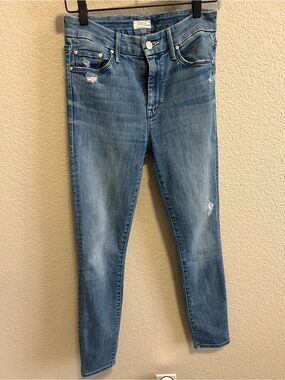 MOTHER The Looker crop -  High rise Light Blue Denim Jeans
